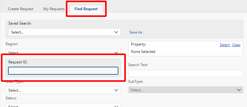 Find request using a Request ID