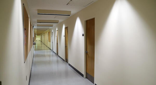 Long hallway with doors