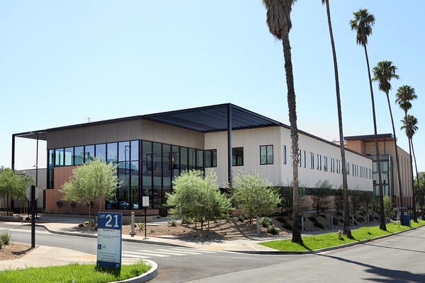 Exterior of a multi-story building with windows