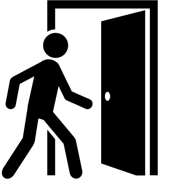 Person entering a door