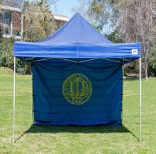 Canopy Backdrops: 10' x 10' Dark Blue with Gold University Seal